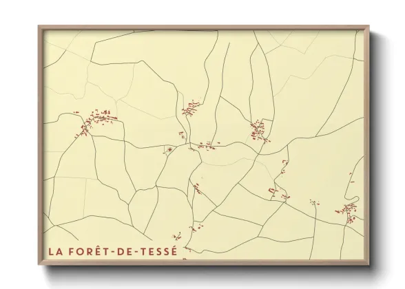 Une affiche de carte sur La Forêt-de-Tessé