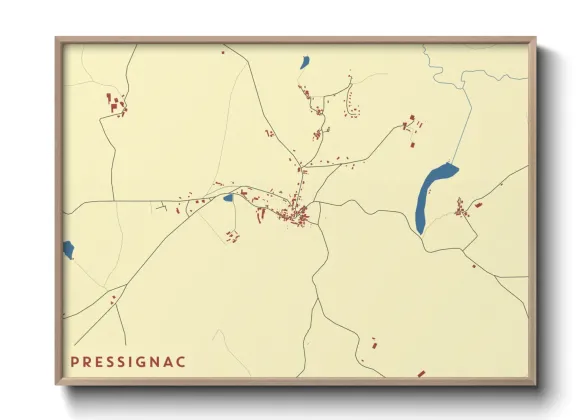 Une affiche de carte sur Pressignac