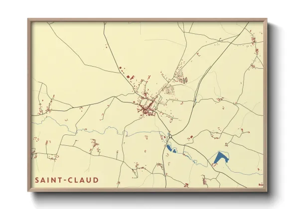 Une affiche de carte sur Saint-Claud