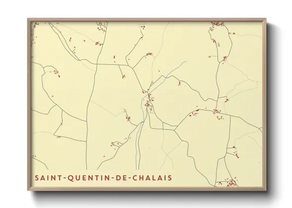 Une affiche de carte sur Saint-Quentin-de-Chalais