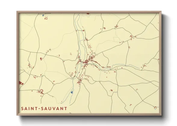 Une affiche de carte sur Saint-Sauvant