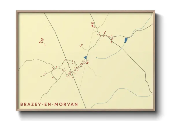 Une affiche de carte sur Brazey-en-Morvan
