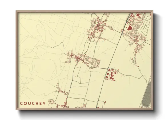 Une affiche de carte sur Couchey