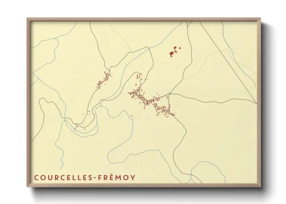 Une affiche de carte sur Courcelles-Frémoy