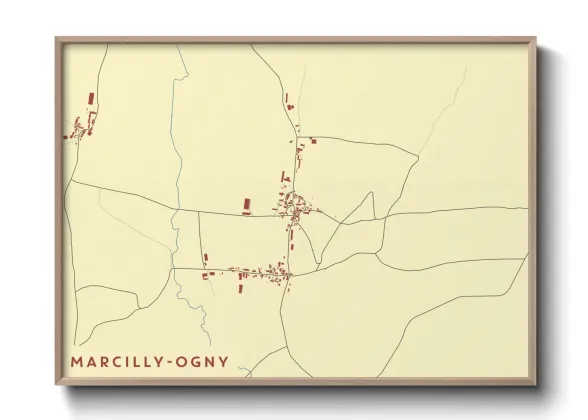 Une affiche de carte sur Marcilly-Ogny