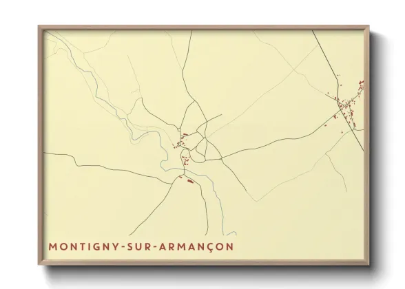 Une affiche de carte sur Montigny-sur-Armançon