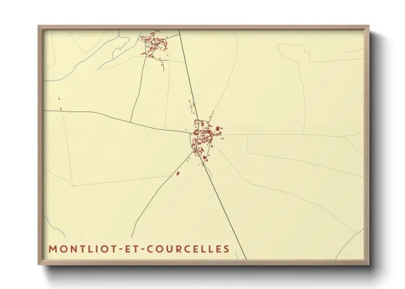 Une affiche de carte sur Montliot-et-Courcelles