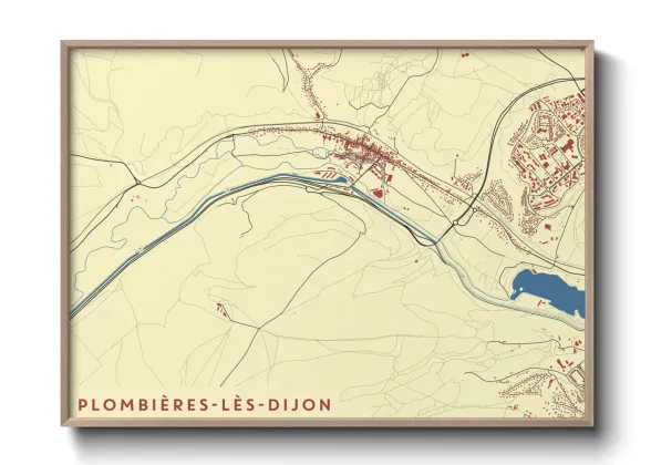 Une affiche de carte sur Plombières-lès-Dijon