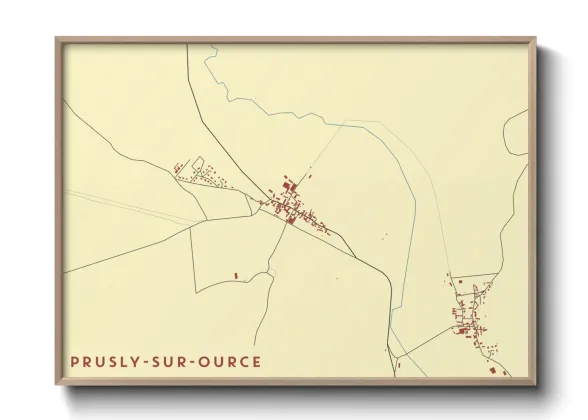 Une affiche de carte sur Prusly-sur-Ource