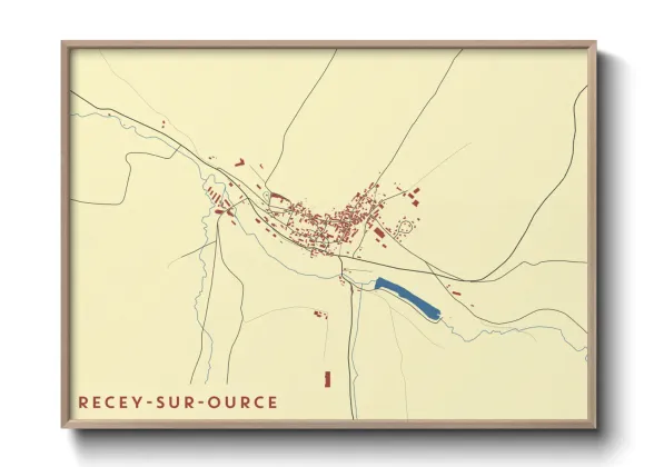 Une affiche de carte sur Recey-sur-Ource