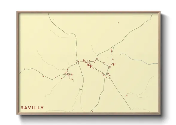 Une affiche de carte sur Savilly