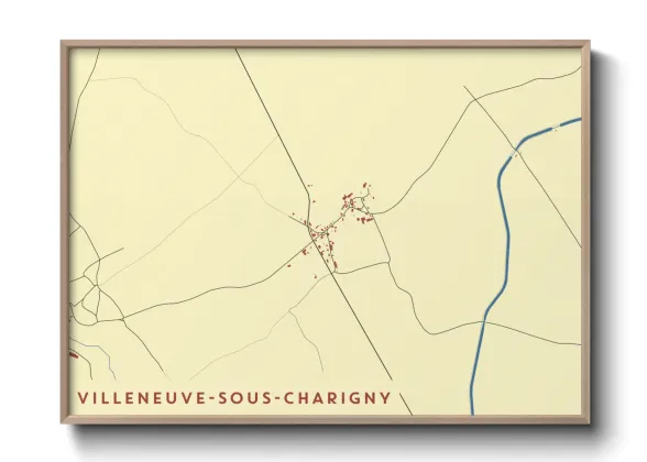 Une affiche de carte sur Villeneuve-sous-Charigny
