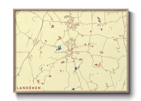 Une affiche de carte sur Landéhen