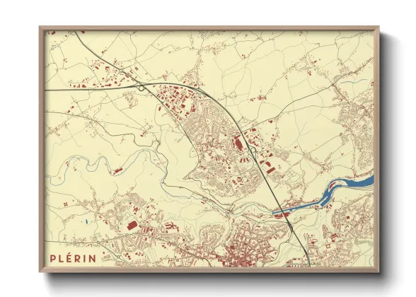 Une affiche de carte sur Plérin