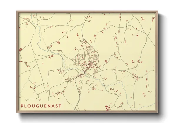 Une affiche de carte sur Plouguenast