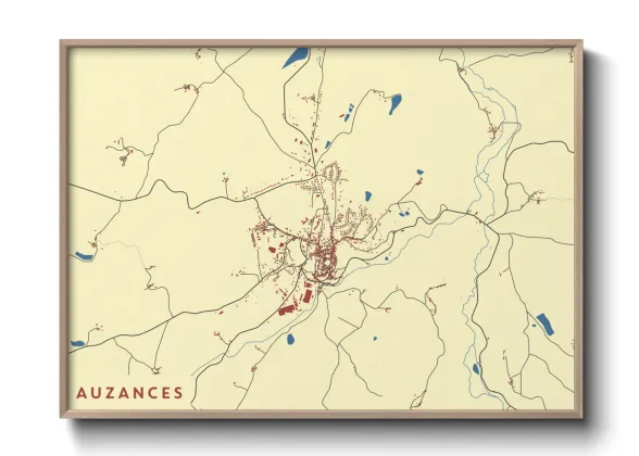Une affiche de carte sur Auzances