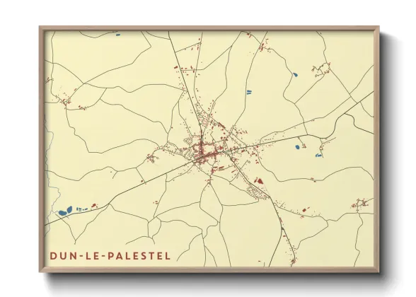 Une affiche de carte sur Dun-le-Palestel