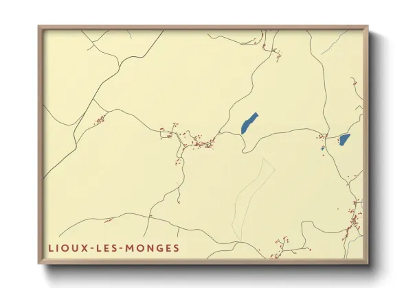 Une affiche de carte sur Lioux-les-Monges