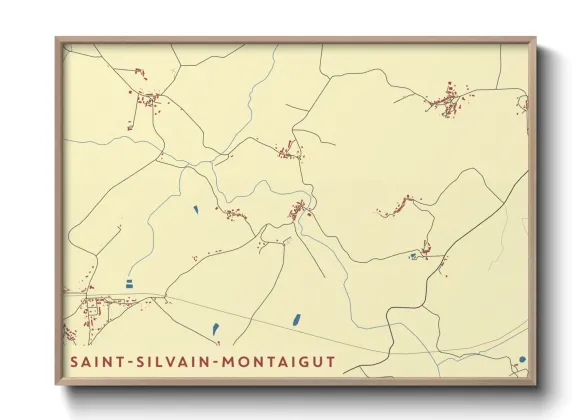Une affiche de carte sur Saint-Silvain-Montaigut