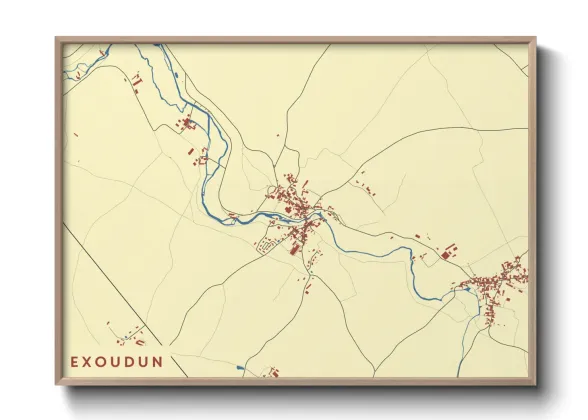 Une affiche de carte sur Exoudun