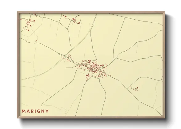 Une affiche de carte sur Marigny