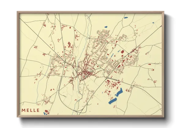 Une affiche de carte sur Melle