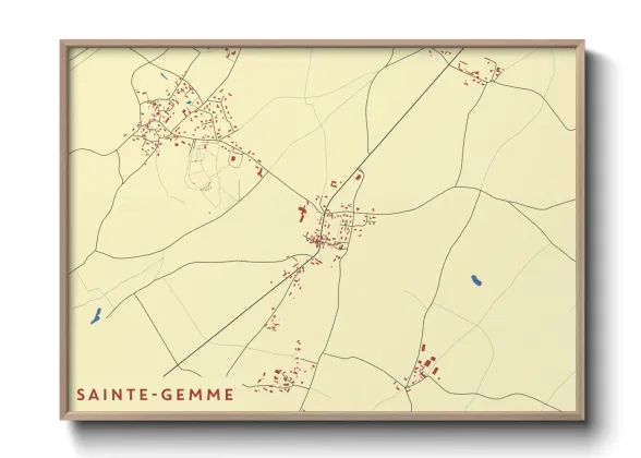 Une affiche de carte sur Sainte-Gemme