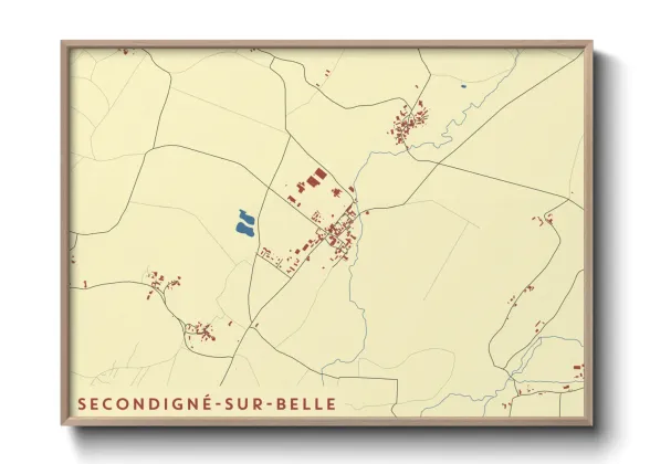 Une affiche de carte sur Secondigné-sur-Belle