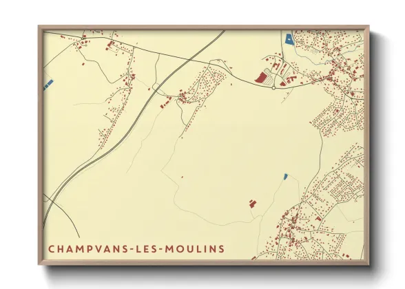 Une affiche de carte sur Champvans-les-Moulins