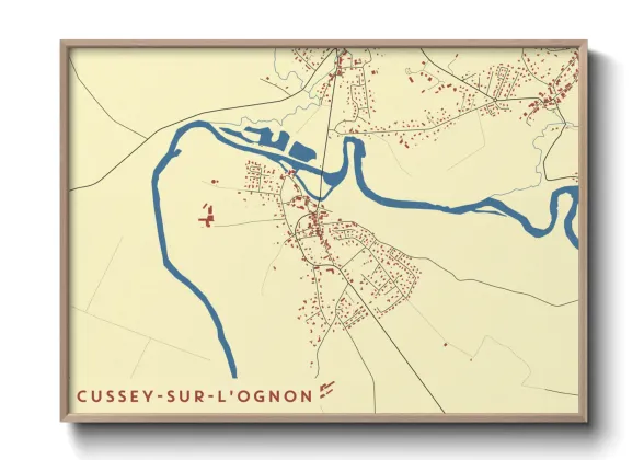 Une affiche de carte sur Cussey-sur-l'Ognon