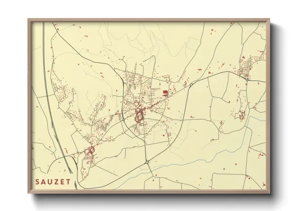 Une affiche de carte sur Sauzet