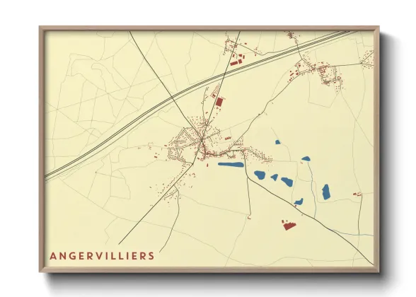 Une affiche de carte sur Angervilliers