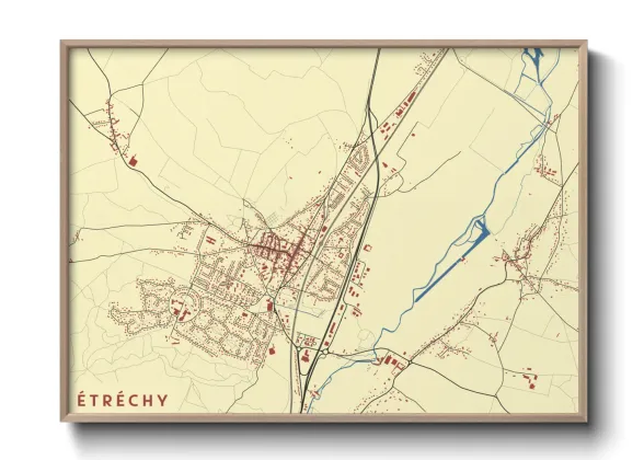 Une affiche de carte sur Étréchy