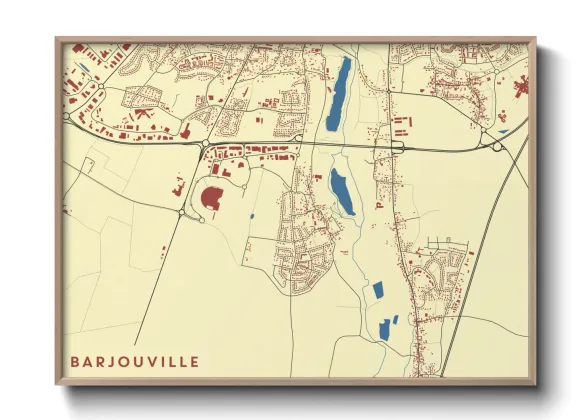 Une affiche de carte sur Barjouville