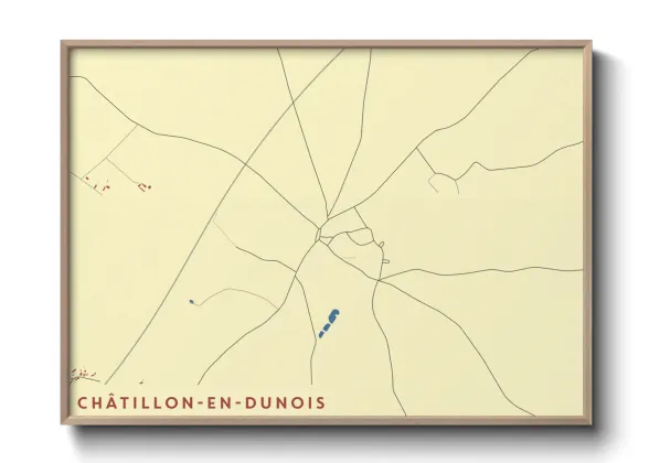 Une affiche de carte sur Châtillon-en-Dunois