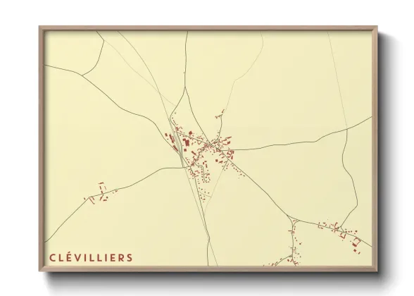 Une affiche de carte sur Clévilliers