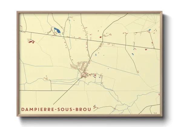 Une affiche de carte sur Dampierre-sous-Brou