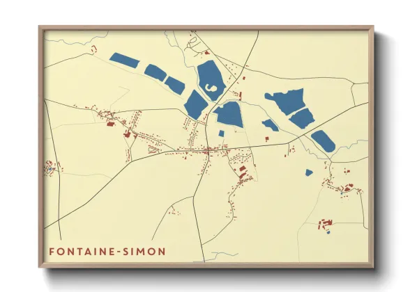 Une affiche de carte sur Fontaine-Simon