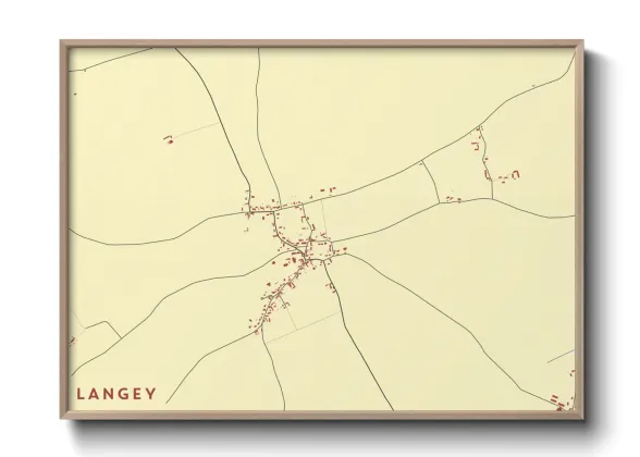 Une affiche de carte sur Langey