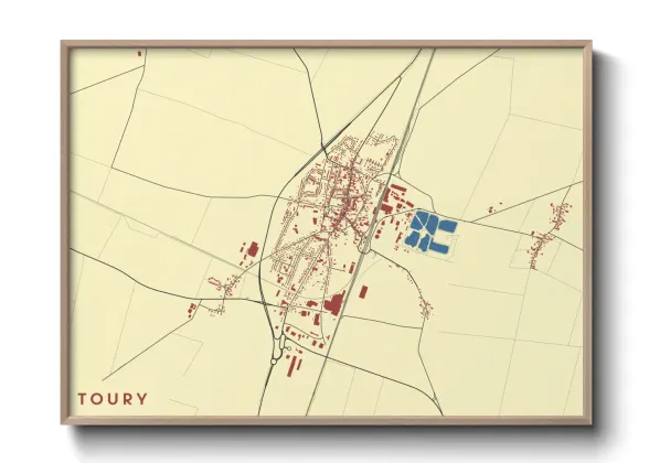 Une affiche de carte sur Toury