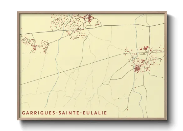 Une affiche de carte sur Garrigues-Sainte-Eulalie