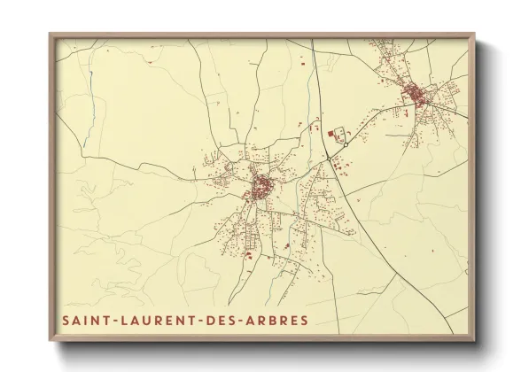 Une affiche de carte sur Saint-Laurent-des-Arbres