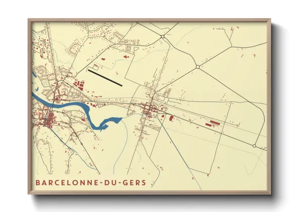 Une affiche de carte sur Barcelonne-du-Gers