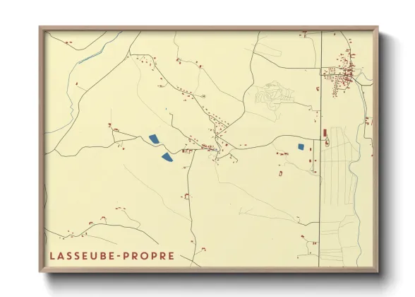 Une affiche de carte sur Lasseube-Propre