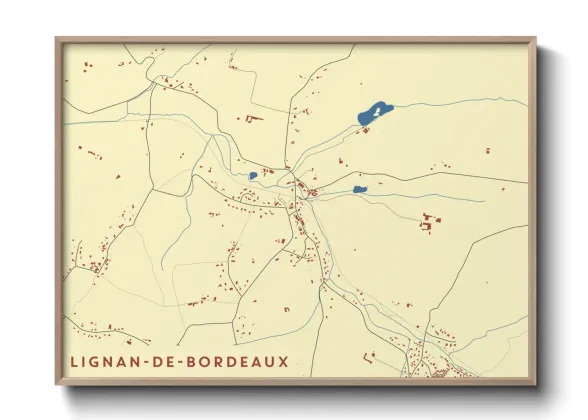Une affiche de carte sur Lignan-de-Bordeaux