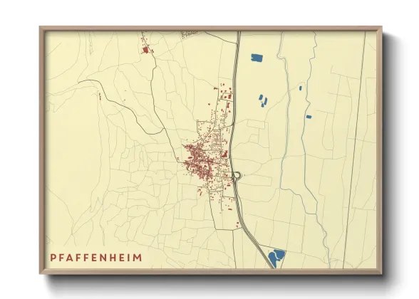 Une affiche de carte sur Pfaffenheim