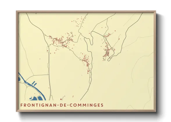 Une affiche de carte sur Frontignan-de-Comminges