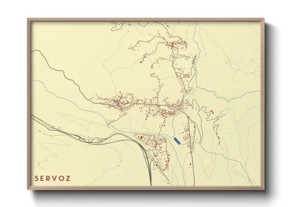 Une affiche de carte sur Servoz