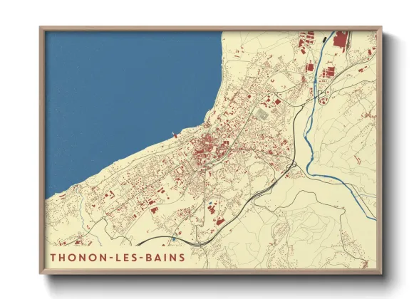 Une affiche de carte sur Thonon-les-Bains