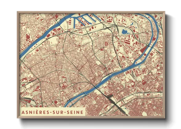 Une affiche de carte sur Asnières-sur-Seine